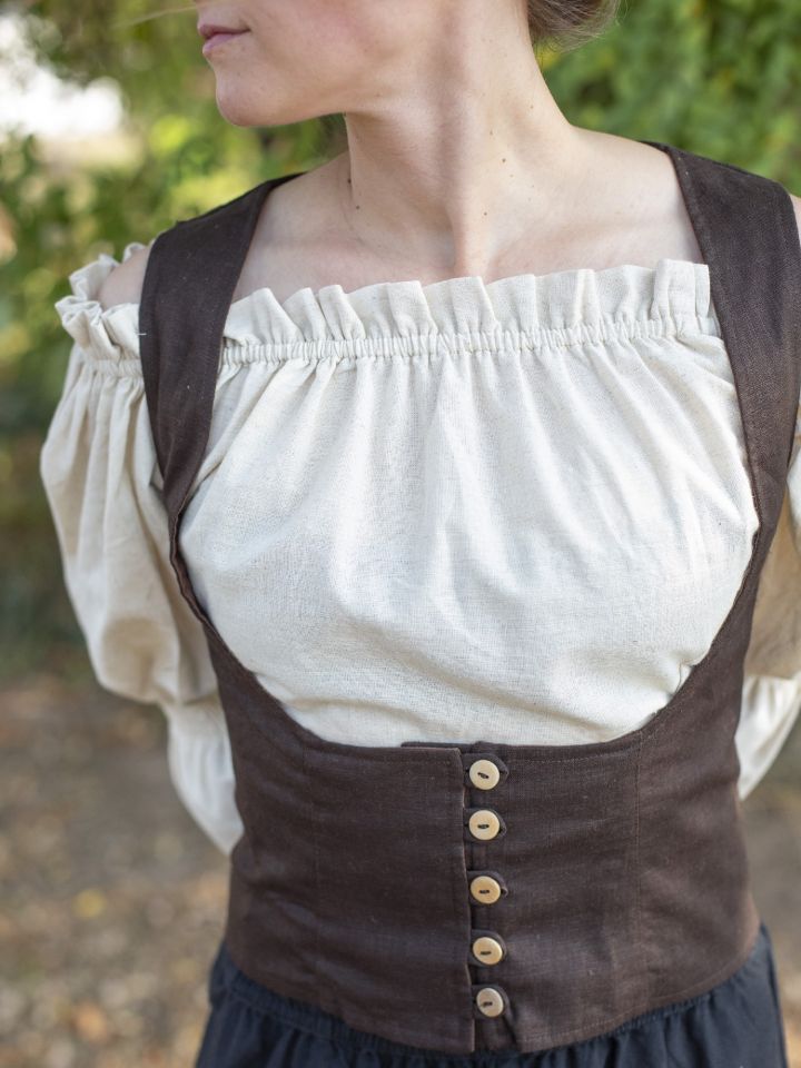 Bustier en lin couleur marron – Image 2