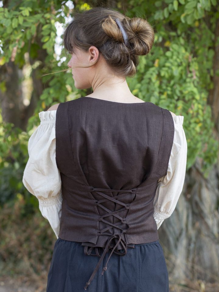 Bustier en lin couleur marron – Image 3