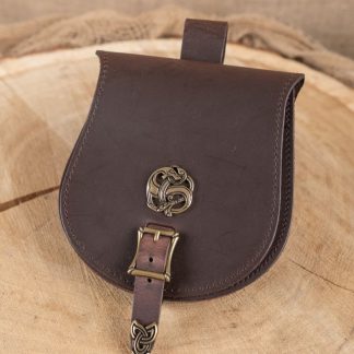 Pochette de ceinture viking, motif "dragon" en marron