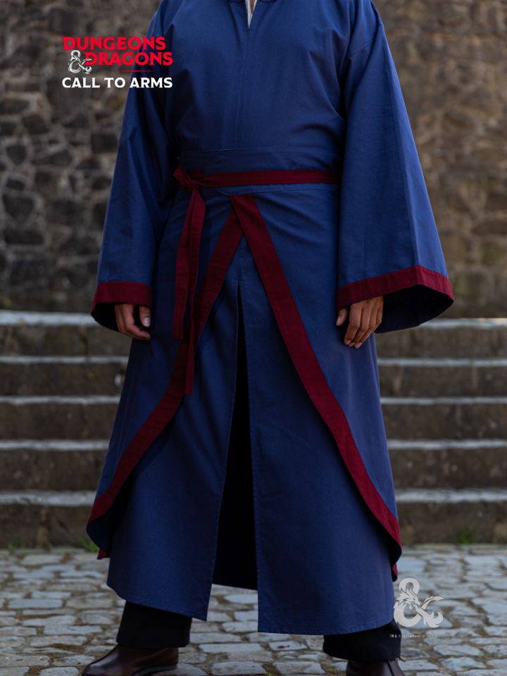 Jupe de combat de mage Donjons et Dragons, en bleu et bordeaux – Image 2