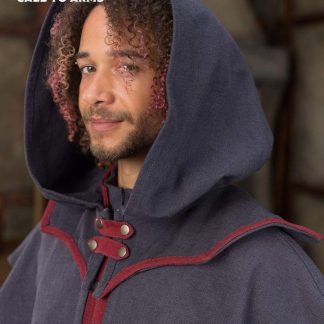 Capuche de démoniste avec col gris-rouge