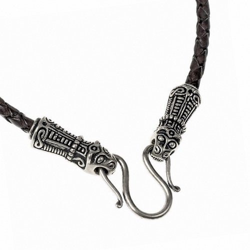 Collier viking en cuir "Mandermark" noir – Image 2