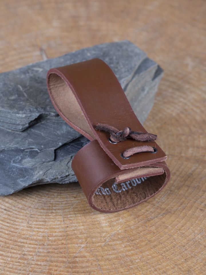 Porte-corne en cuir marron – Image 2