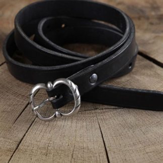 Longue ceinture médiévale à boucle double, noire