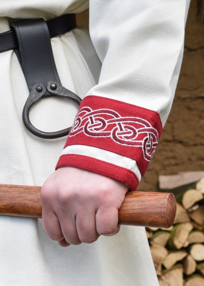 Tunique Viking avec broderies, en écru/rouge – Image 4