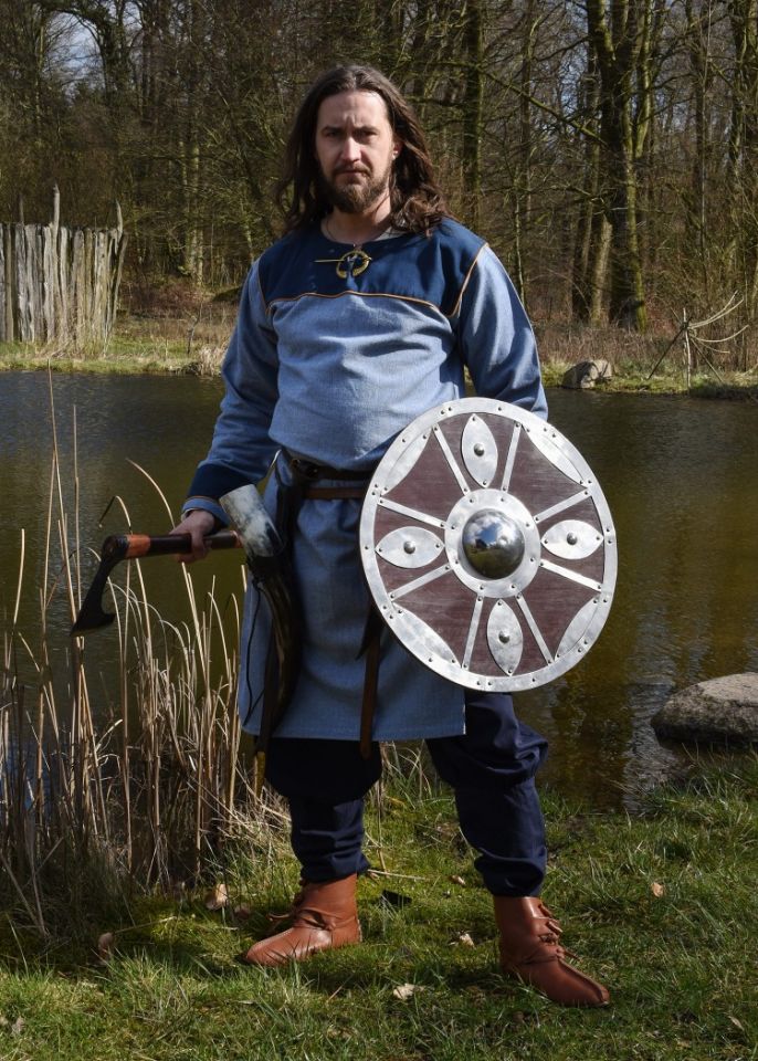 Tunique Viking bleue, motif chevrons – Image 5