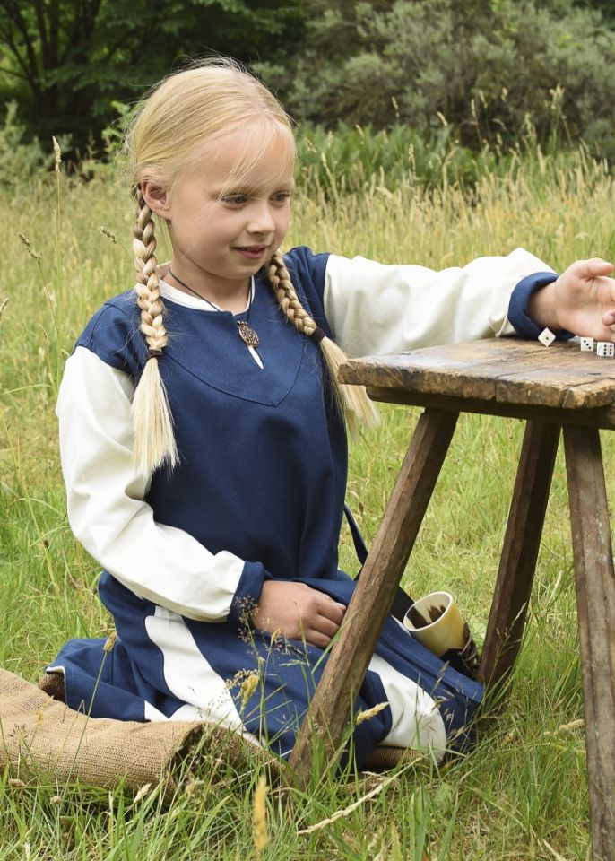 Robe Viking pour enfant, bleue/écrue – Image 3
