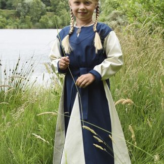 Robe Viking pour enfant, bleue/écrue