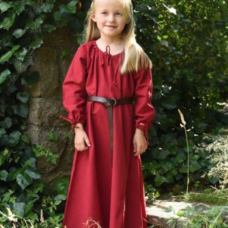 Robe médiévale Mara pour enfant en rouge