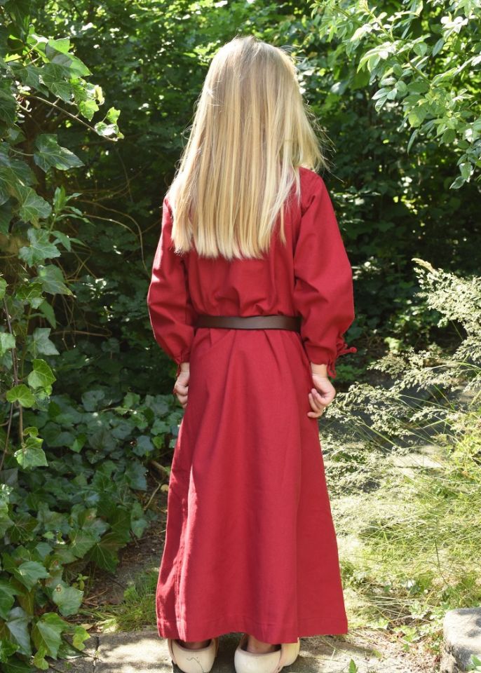 Robe médiévale Mara pour enfant en rouge – Image 2