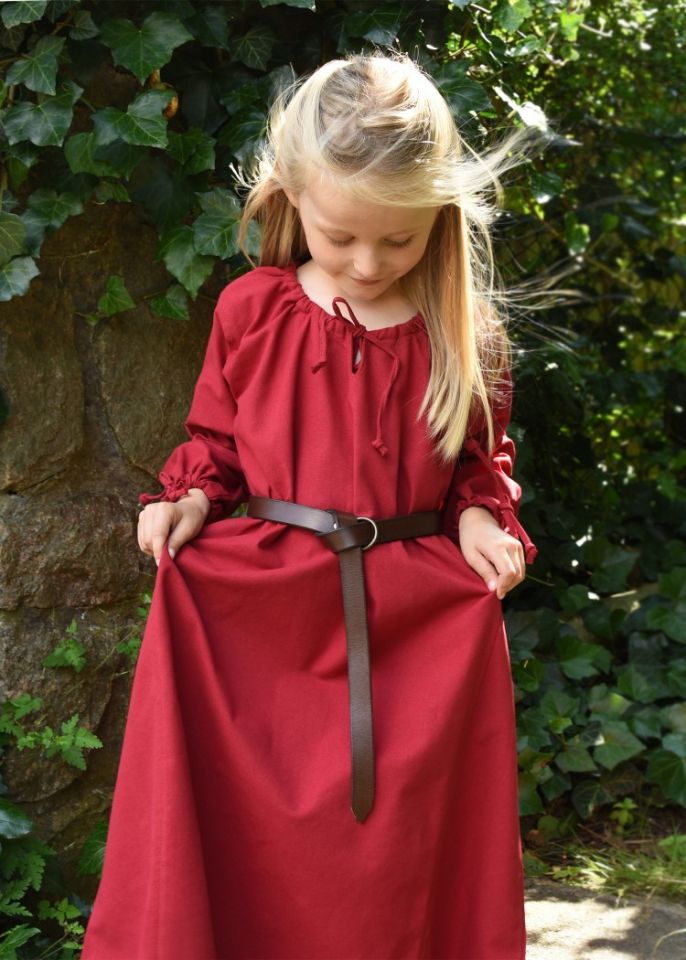 Robe médiévale Mara pour enfant en rouge – Image 3