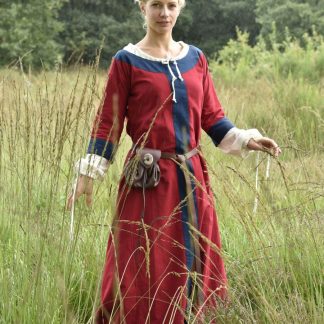 Robe médiévale Radegonde rouge-bleue