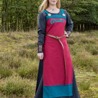Robe tablier Herdis rouge/bleu