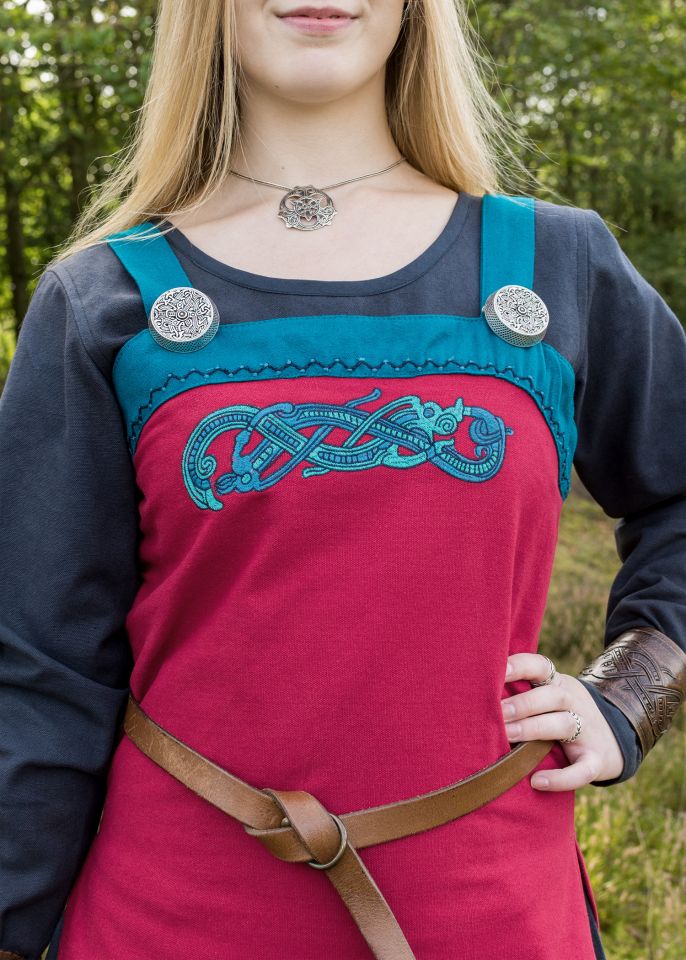 Robe tablier Herdis rouge/bleu – Image 2