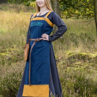 Robe tablier Herdis bleu/jaune