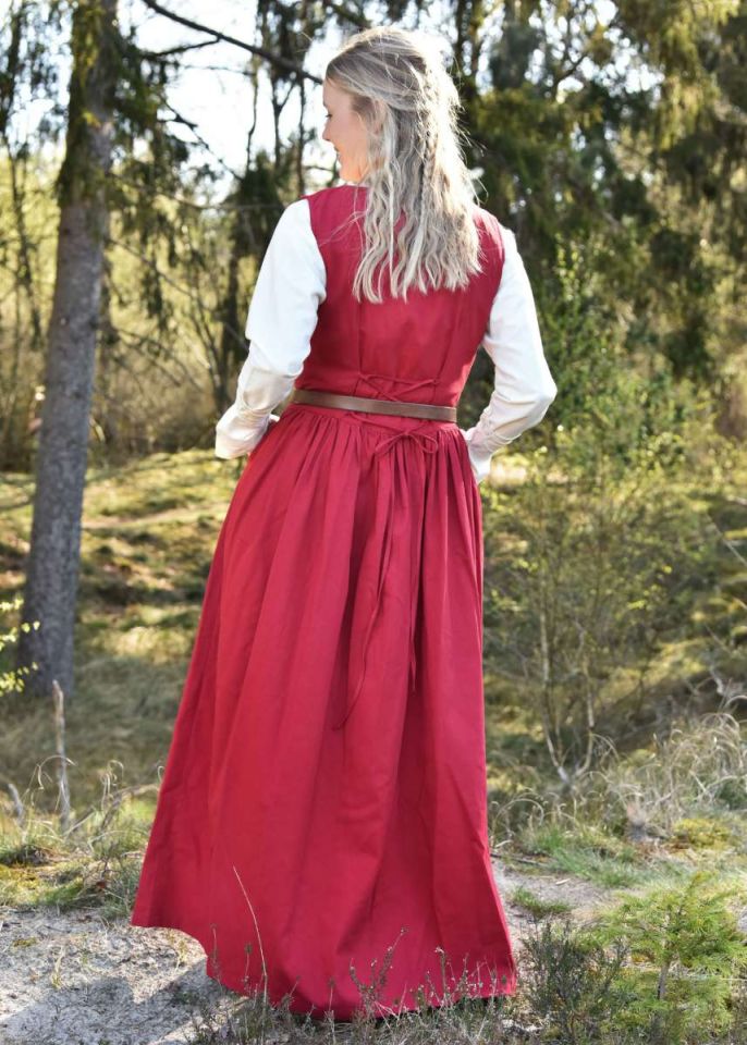 Robe médiévale paysanne sans manche en rouge – Image 2