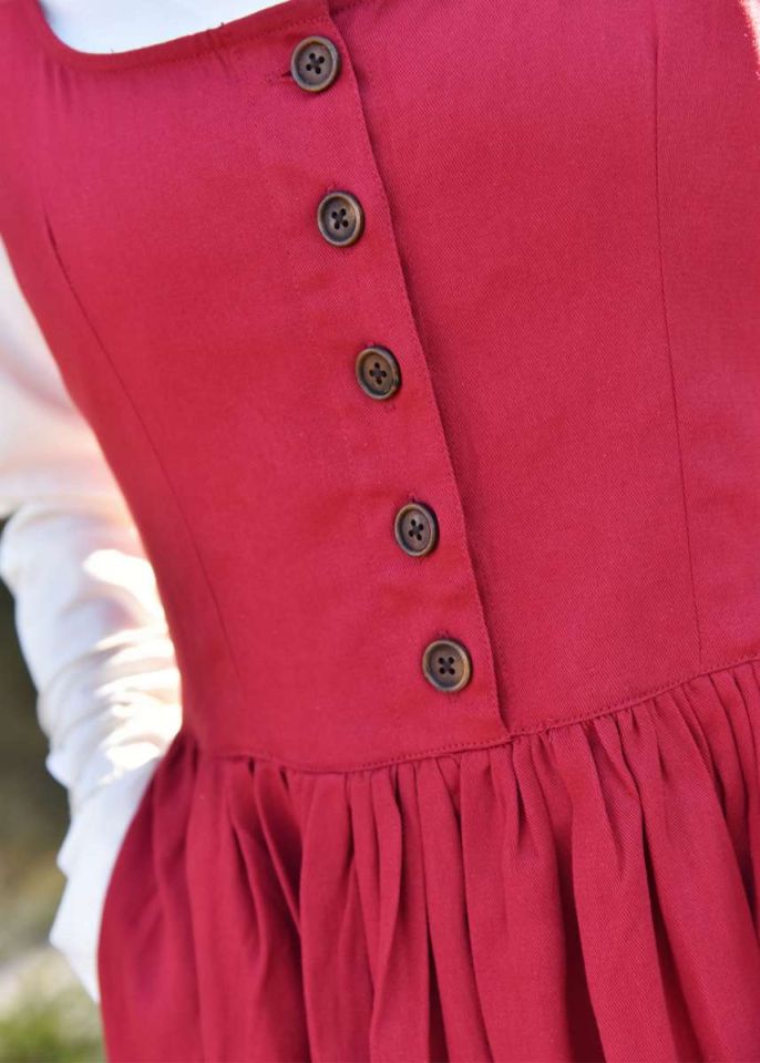 Robe médiévale paysanne sans manche en rouge – Image 5