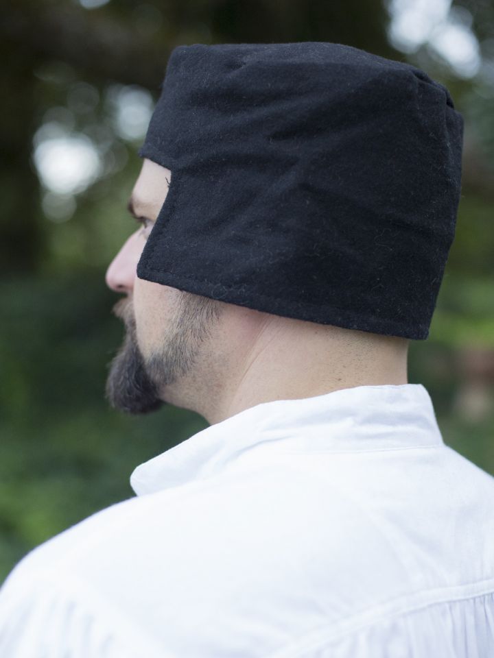 Bonnet médiéval en laine noire – Image 2