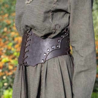 Corset large en cuir marron