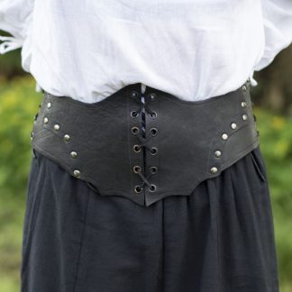 Corset large en cuir noir