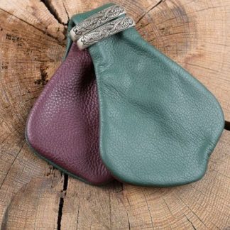 Petite bourse à monnaie en cuir bicolore rouge-vert