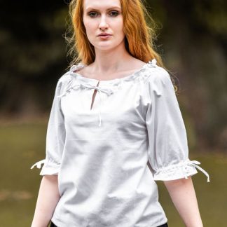 Chemisier médiéval à manches courtes Vera - en blanc