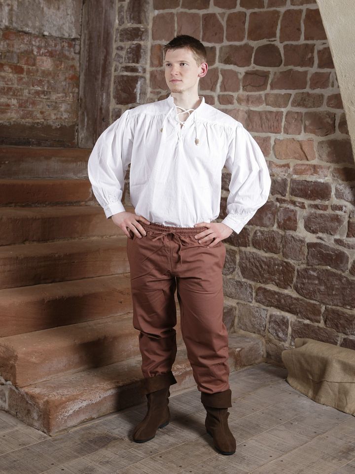 Pantalon médiéval en coton marron – Image 3