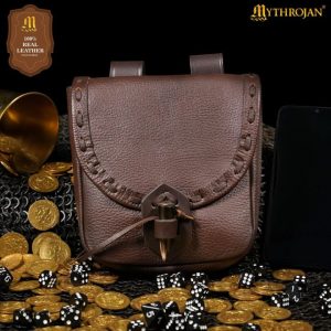 Sac de ceinture avec fermeture en corne, marron