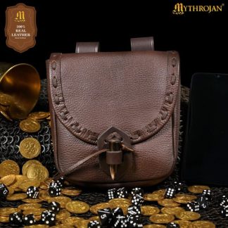 Sac de ceinture avec fermeture en corne, marron