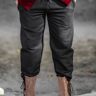 Pantalon médiéval de coton brut, noir
