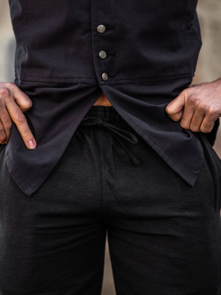Pantalon médiéval de coton brut, noir – Image 3