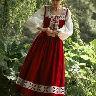 Robe rouge et blanche de femme de troupe