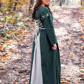 Robe médiévale Larina en vert - écru