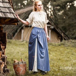 Jupe médiévale Elise bleue-écrue