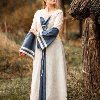 Robe médiévale Dorothea écrue/bleue