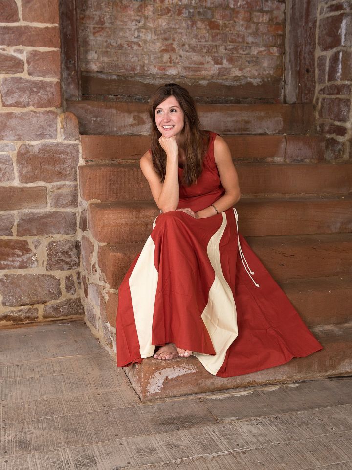 Robe sans manches rouille/écru – Image 2