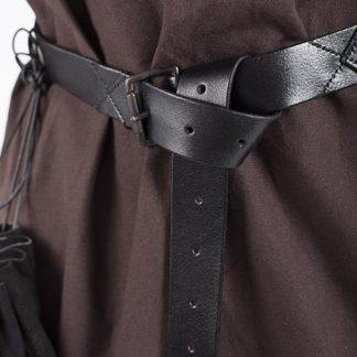 Ceinture longue avec surpiqûres, noire