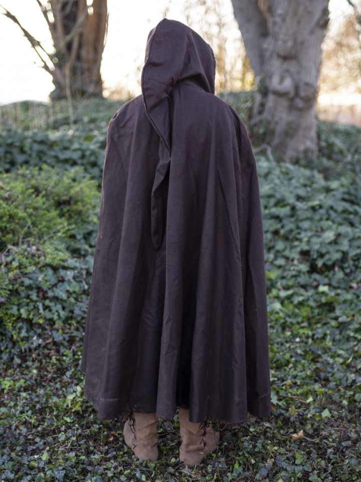 Cape à capuche unisexe en brun – Image 2