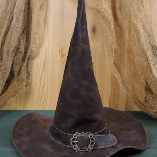 Chapeau de magicien en cuir marron