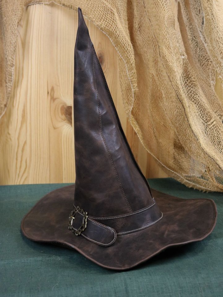 Chapeau de magicien en cuir marron – Image 2