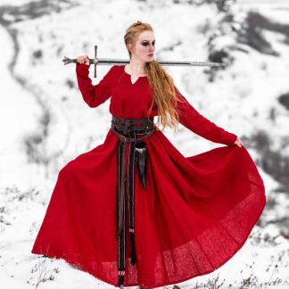 Robe en lin Anna, rouge