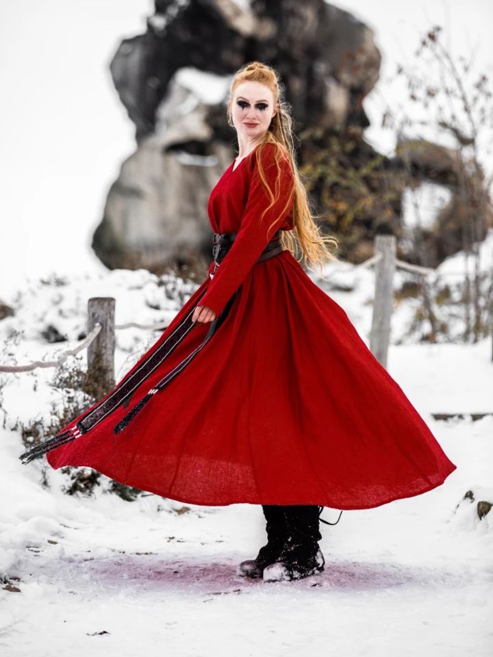 Robe en lin Anna, rouge – Image 2