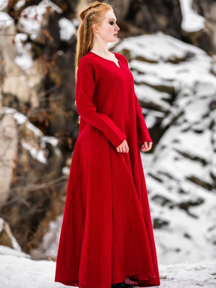 Robe en lin Anna, rouge – Image 3