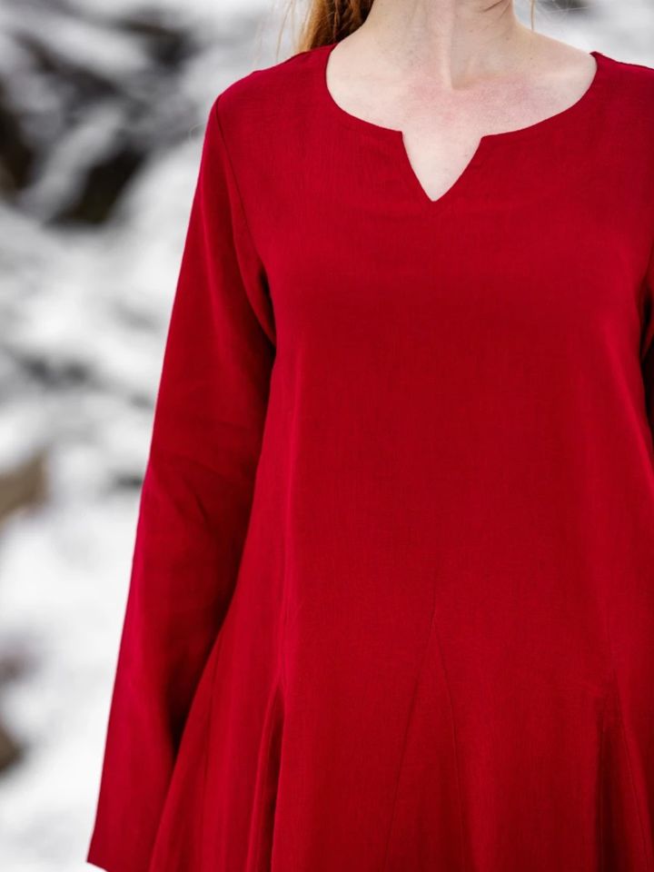 Robe en lin Anna, rouge – Image 4