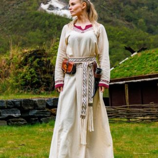 Robe viking Lagertha naturel-rouge
