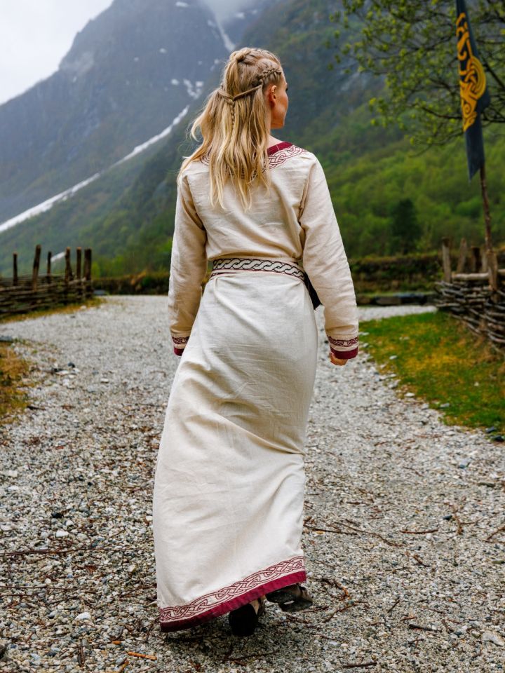 Robe viking Lagertha naturel-rouge – Image 2