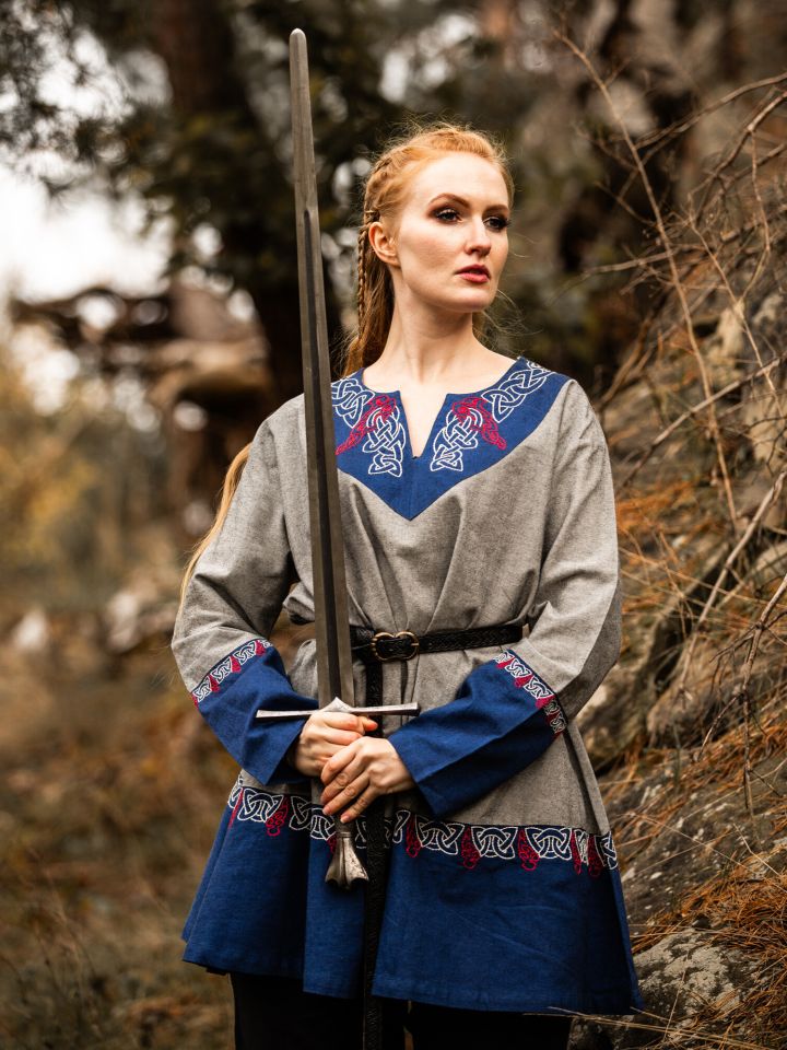 Tunique viking Freydis Gris unisexe – Image 4