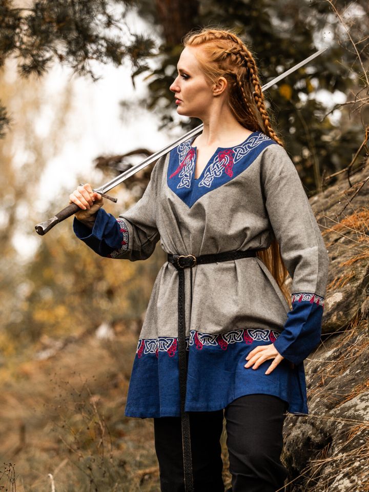 Tunique viking Freydis Gris unisexe – Image 5