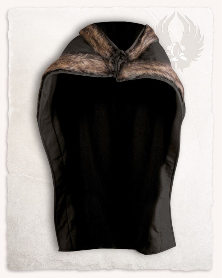 Cape Bjorn avec bordure en fourrure, noire – Image 4