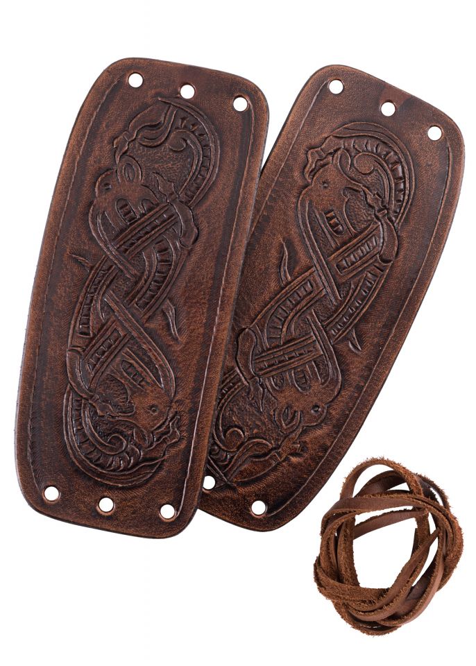 Protège-bras avec motif dragon, marron – Image 2